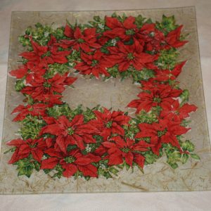 Plato Navidad Corona Flores Rojas fondo transparente