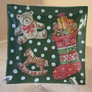 Plato motivo Navidad fondo verde